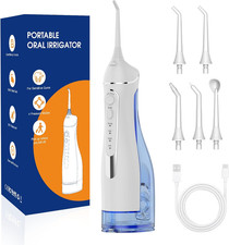 Portable IPX7 Rechargeable Water Flosser for Teeth Pick, 4 Modes 5 Jet Tips Oral