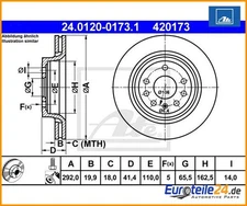 2pcs Brake Disc ATE 24.0120-0173.1 for Saab 9-3 9-3 Estate