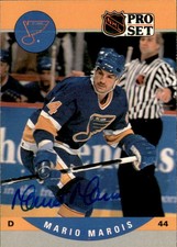 Mario Marois Signed Auto 1990-91 Pro Set card St Louis Blues