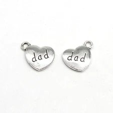 12/30PCS Antique Silver Tone DAD Pad Charm Pendant, Family Member Charms