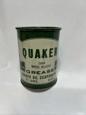 VTG Metal 1 LB Pound Quaker Oil Corp Dark Wheel Bearing Grease Can-St Louis, USA