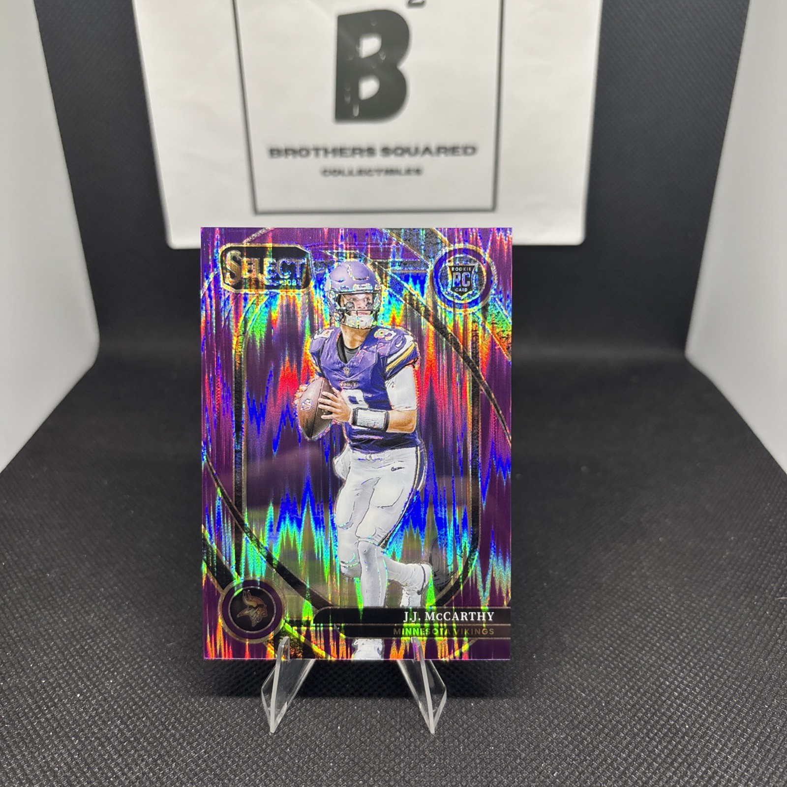 2024 Panini Select - Club Level J.J. McCarthy #246 Purple Shock Prizm /360 (RC)