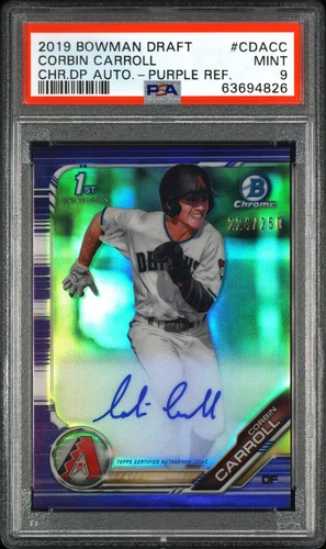 2019 BOWMAN DRAFT CHROME DRAFT PICKS AUTO CORBIN CARROLL 224/250 PSA 9 AUTO