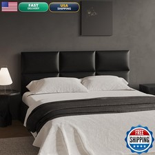 MAQQL Black Stick-On Wall Mounted Headboard 9-Piece for Queen Bed 24x12 in