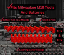 20 Piece Combo Pack Milwaukee M18 Battery and Tool Mounts/Holders/Hangers -Heav