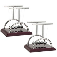 2 Pack Newtons Cradle, Newton's Cradle Pendulum 5 Balance Balls, T-shaped, l