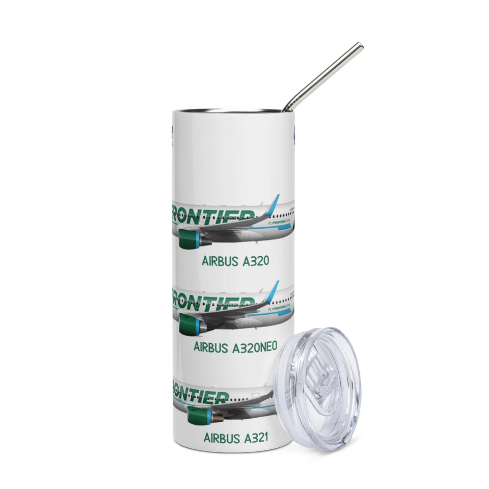 Copo de lembrança de viagem Frontier Airline Fleet 20 oz parede dupla ideia de presente - Imagem 3 de 4