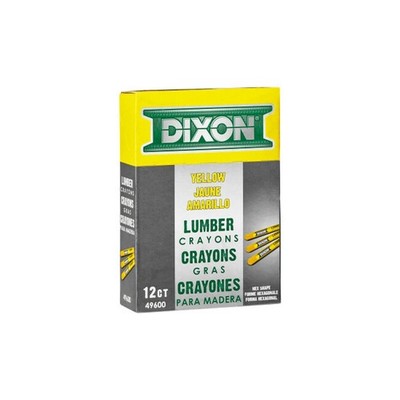 DIXON Industrial Lumber Marking Crayons, 4.5'' x 1/2'' Hex, Yellow, 12-Pack (X4...
