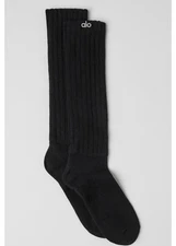 Alo Yoga Unisex Size Medium Black High Scrunch Socks- 1 Pair NWT