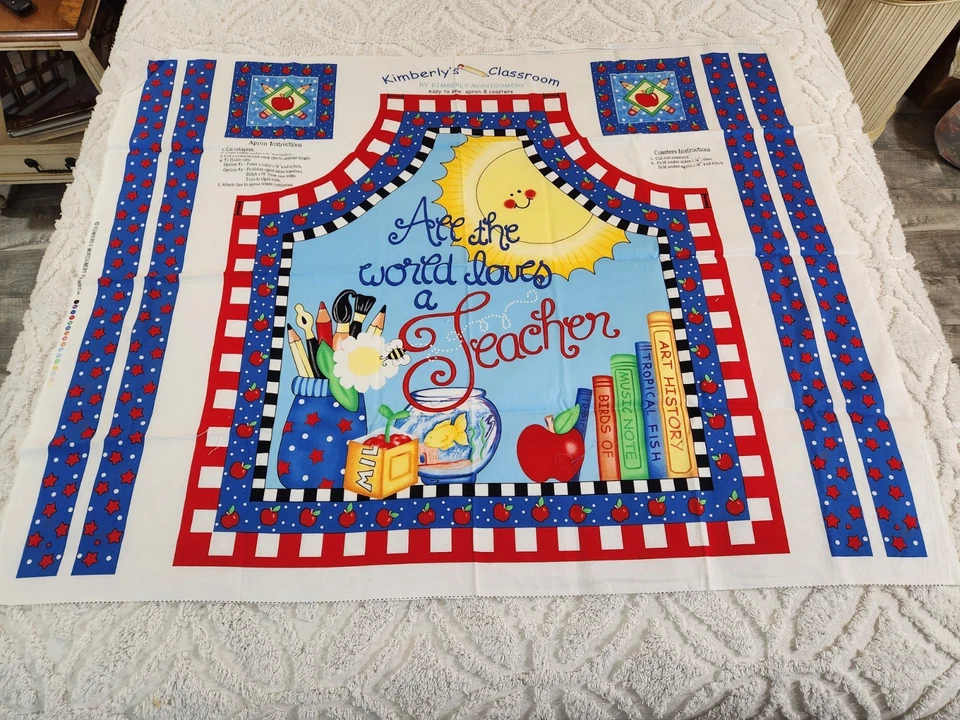 Delantal para maestros cortar y coser panel de tela K Montgomery Love Teachers regreso a la escuela Foto 2 de 4