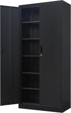 Metal Storage Cabinet, 71" H Locking Storage Cabinet with 5 Adjustable Shelves,