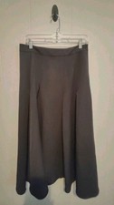 Women's Dark Grey Pleated High Waisted A Line Midi Skirt Size Large