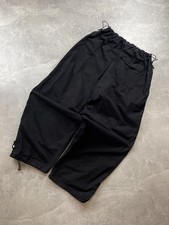 Black cotton gorpcore Y2K wide parachute pants with drawstring