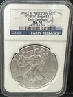 2018(W)  $1 Silver Eagle NGC MS 70 Eagle West Point Mint Early Releases