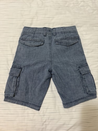 Gap Kids Boys Size 8 Slim Blue Wash Cargo Shorts Adjustable Waist Button Zip - Picture 3 of 5