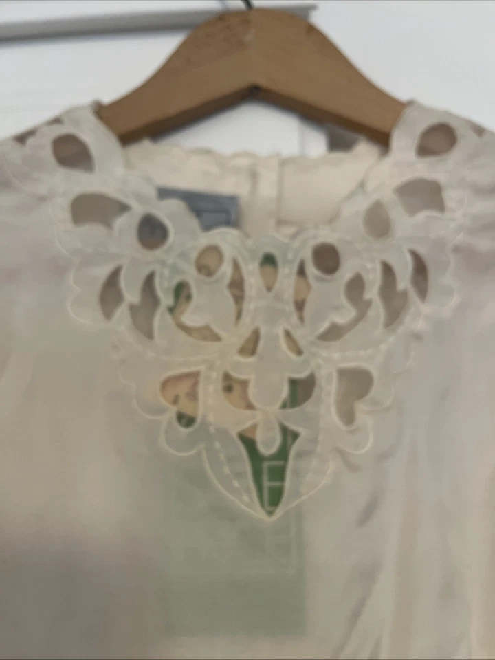 Blusa de seda vintage Nancy Johnson para prisma nueva con etiquetas talla 5/6 recortes crema Foto 4 de 4