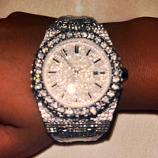 Royal Oak Quartz Silver Tone Gem-Set Bezel Da...