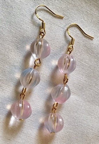 Boucles D'oreilles Pendantes - Grosses Perles Roses En Verre De Murano - Argent 925 - Neuf Sans Boîte