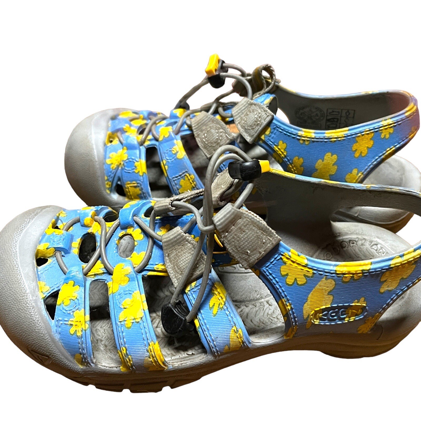 Sandali KEEN giovani taglia 3 gomma escursionismo outdoor acqua sole fiori gialli