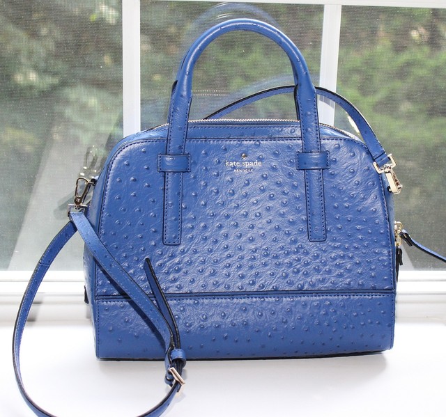 kate spade blue ostrich handbag