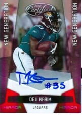 2010 Certified Mirror Red Deji Karim Rookie Autograph Card #'d /250 - Jaguars
