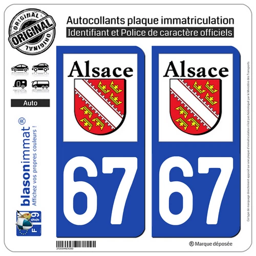 2 stickers sticker license plate: 67 Alsace LogoType