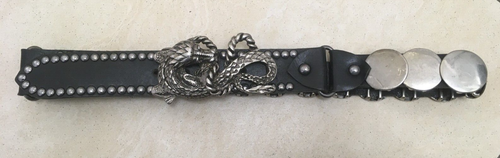 BO.BÔ Brazil Vintage Belt Roped Dragon Buckle Leather Studded BO BO BOBO Black - Picture 2 of 10