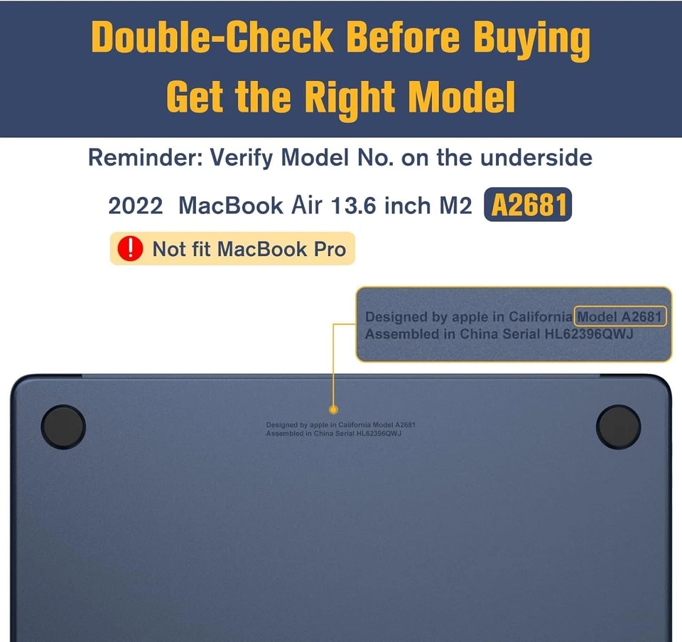 Funda Rígida para MacBook Air 13.6 Pulgadas A2681 (2022-2025) Premium Delgada Mate Cubierta Foto 2 de 4