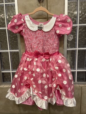 Disney Store Original Girls Minnie Mouse Pink Polka Dress