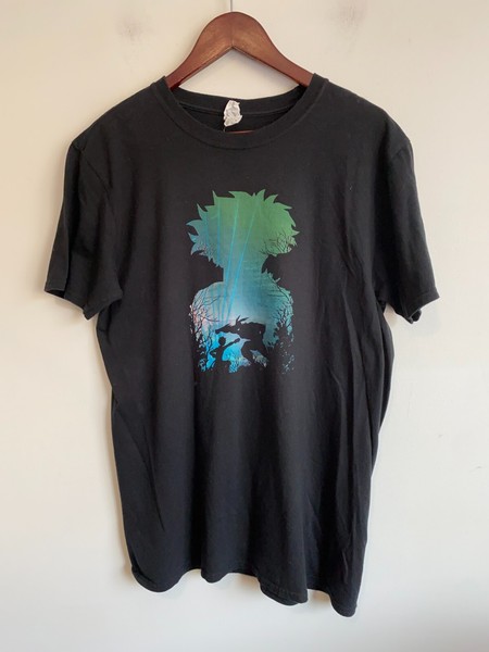 Anime All might Cotton T-Shirt Women Large Black Printed Short Sleeve Crew Neck