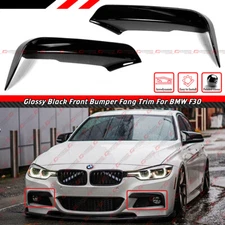 FOR 2012-2018 BMW F30 F31 GLOSSY BLACK FRONT BUMPER FANG UPPER FOG TRIM CANARD