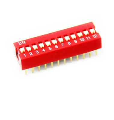 10 Stück Rot 2,54 mm Rastermaß 12 Bit 12 Positionen Wege Schiebetyp DIP-Schalter 