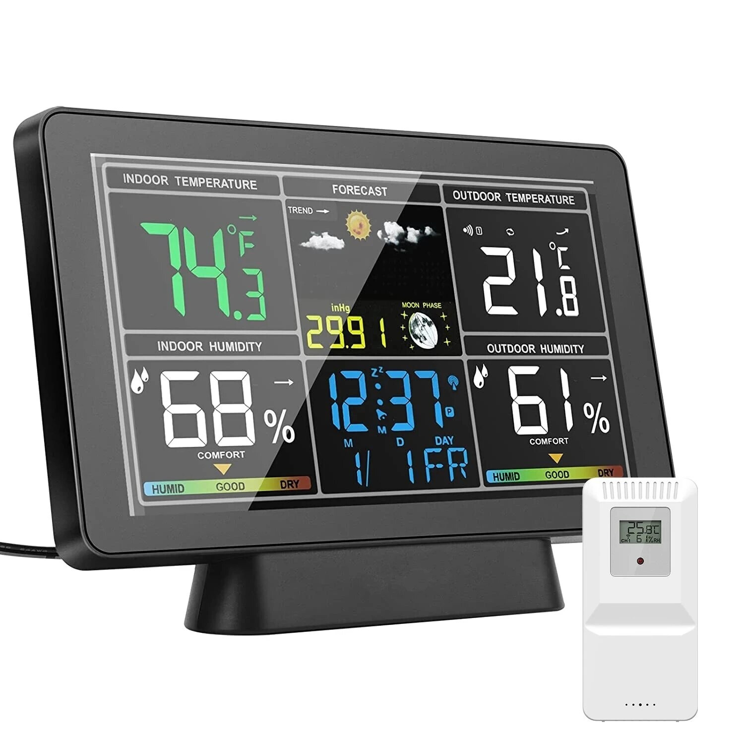 Station météo tactile à affichage led : température précise intérieur extérieur