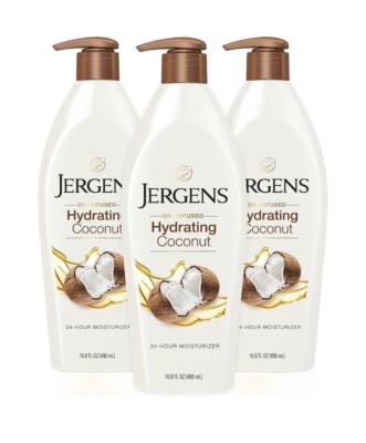 6 Bottle Jergens Oil Infused Hydrating Coconut Dry Skin Moisturizer 16.8 oz each
