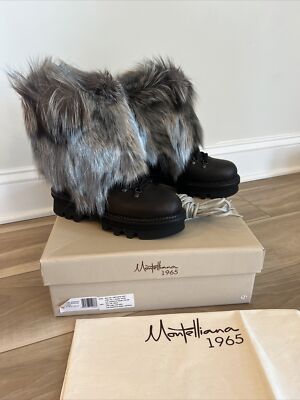 NEW Montelliana 1965 Fur Leather Shearling Lined Hiking Boots Size