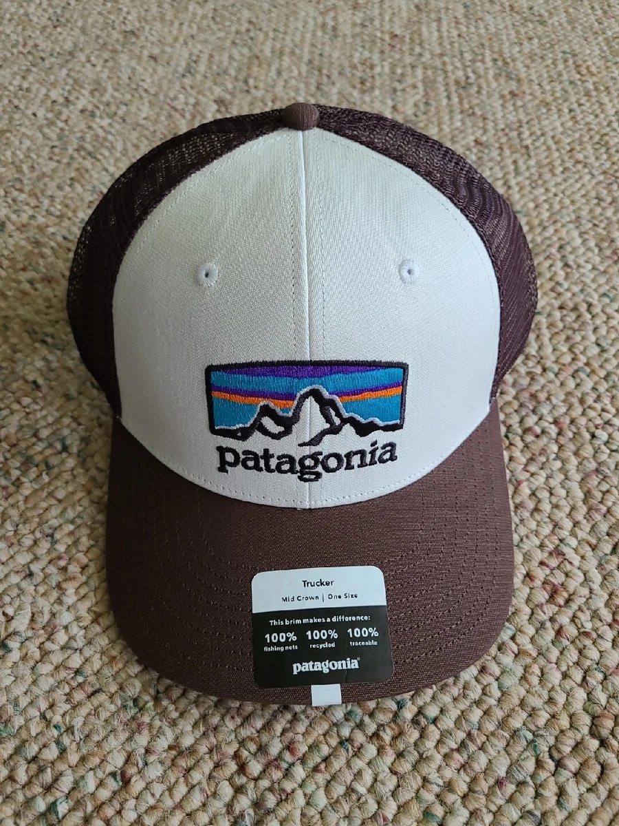 Patagonia Fitz Roy Horizons Trucker Hat - White w/Cone Brown