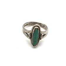 Vintage 925 Sterling Silver Southwestern Green Turquoise Band Ring Size 5