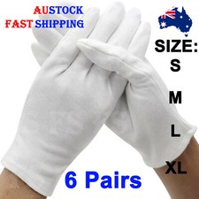 6 PAIRS WOMEN MEN COTTON GLOVES WHITE SOFT GL...