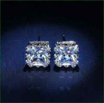 14K White Gold Finish 4Ct Lab Created Diamond Push Back Solitaire Stud Earrings