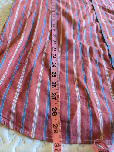 Chaps Ralph Lauren Mens Striped Long Sleeve Button Down Shirt Red Blue Large - Picture 4 of 8