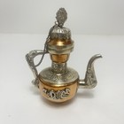 Vintage ornate copper & silver-tone metal dragon teapot tea pot Tibetan Chinese