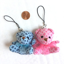 Set Of 2 mini Teddy Bear Key Chain Stuffed Plush Animal E1- 86