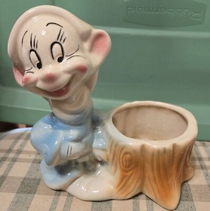 Walt Disney Dopey Leeds Planter Vintage 40s, Seven Dwarfs Ceramic Great Color