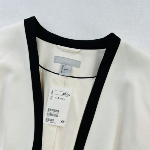 H&M Blazer Womens Size 6 White Black Long Sleeve Jacket Coat Preppy Ladies NEW - Picture 7 of 24