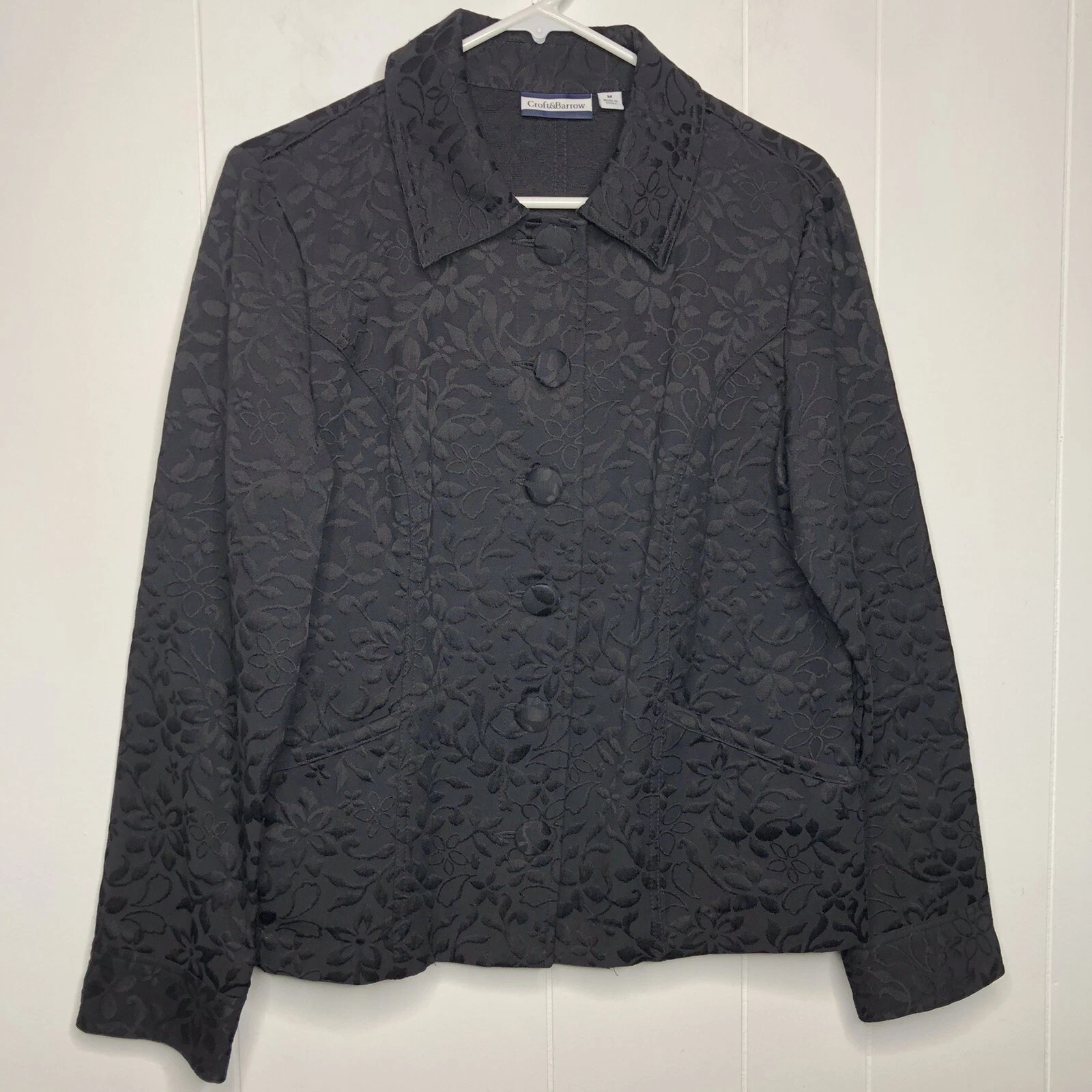 VETEMENTS Giacca Croft & Barrow donna taglia media nera bottoni floreali tasche