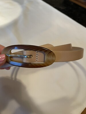 Banana Republic Ivory Leather Belt with Gold Buckle Banana Republic | Accessories | Banana Republic White  main image 4