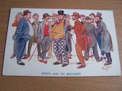Joseph & His Friends Signed Gilson Postcard 1914 Men Talking Comic - image 1 of 2