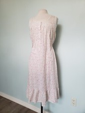 VTG Barbizon Long Nightgown Lace Pink Rose House Dress Grannycore Cottagecore