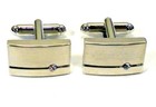 Mestige Brand  Brushed Finish Silver Tone Cufflinks With Swarovski Crystals — photo 2