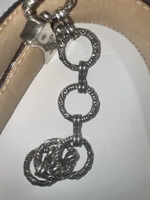 Vintage BARSE Brown Mock Croc Italian Leather Silver Chain  display picture 3